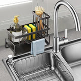 Kitchen Sink Caddy Organizer with Drip Tray for Sponge Soap Cleaning Tools