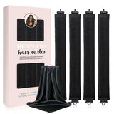 4PCS Heatless Hair Curlers Set for Overnight Styling No-Damage Hair Tools Black