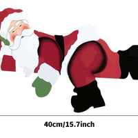 Santa Peeking Over Fence Sign Outdoor Christmas Yard Decoration for Garden