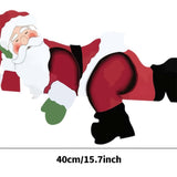 Santa Peeking Over Fence Sign Outdoor Christmas Yard Decoration for Garden