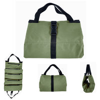Roll Up Tool Bag  Water Resistant Tool Organizer Zipper Pouch for Electricians Repairman Green