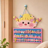 2PCS Cartoon Girl Felt Hanging Hair Clip Headband and Hair Tie Organizer
