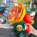 Christmas Bubble Blower Machine Electric Toy with Santa Figure Red