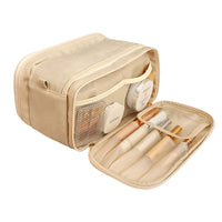 Travel Toiletry Bag Makeup Organizer with Handle Water Resistant Cosmetic Bag Beige