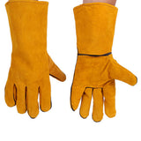 Double Layer Leather Welding Gloves Heat Resistant Fireproof Protective Safety Gloves Yellow