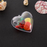 10 Pcs Clear Heart-Shaped Christmas Plastic Baubles DIY Xmas Tree Fillable Decor Ornaments