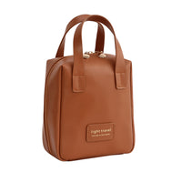 PU Leather Makeup Bag Travel Cosmetic Bag Multi-functional Toiletry Bag Daily Use Brown