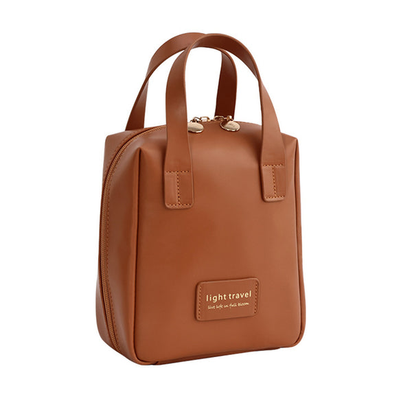 PU Leather Makeup Bag Travel Cosmetic Bag Multi-functional Toiletry Bag Daily Use Brown
