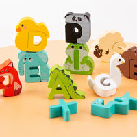 Wooden Alphabet Animal Puzzles – Matching Game Educational Toys for Kids