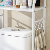 3 Tier Over Toilet Storage Shelf Rack with Paper Holder and Hooks White