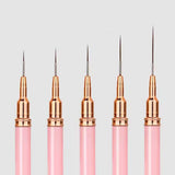 5PCS Nail Art Liner Brushes Set for Thin Lines & Fine Details Pink