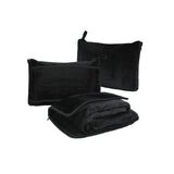 2-in-1 Travel Blanket Pillow PortableThrow Blanket for Camping Picnic Black