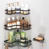 4Pcs Corner Shower Caddy Set with Soap Holder – Carbon Steel  18kg Load