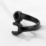 Stainless Steel Industrial Punk Ring Wrench Shape for Men and Women Black