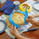 Adjustable Pie Crust Edge Shield Silicone Guard for Baking Blue
