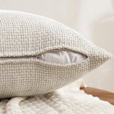 2 Pack Chenille Knit Throw Pillow Covers for Couch Sofa Bed Beige