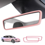 2PCS Silicone Rearview Mirror Edge Protector for Tesla Model 3/Y Pink