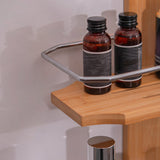 2 Tier Bamboo Shower Caddy with Drain Holes Hanging Bathroom Organizer