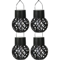 4 Pcs Solar Lantern Lights Hanging Flickering Flame Lights Outdoor  Garden Yard Festival Decor