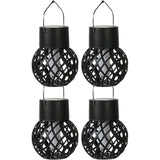 4 Pcs Solar Lantern Lights Hanging Flickering Flame Lights Outdoor  Garden Yard Festival Decor