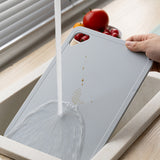 3 PCS Plastic Cutting Board Set for Cooking Camping with Hanging Loop Gray