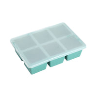 2Pcs 6-Grid Silicone Ice Cube Tray Large Square Ice Cube Mold for Whiskey Cocktails Drinks Dark Green