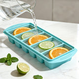3PCS Silicone Freezer Trays with Lid For Meal Prep&Freezing Soup Stews Lake Blue