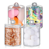 4 PCS Qtip Holder Set Bathroom Jars with Lids Set for Cotton Swabs Balls Pads Clear