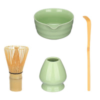 5-Piece Set Traditional Matcha Tea Tools Bamboo Whisk Ceramic Bowl Accessories for Matcha Brewing Green