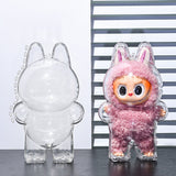 Clear Protective Case for Labubu Figure Dustproof Storage Box with Top Strap Hole for LABUBU Gen 1 Standing Figure