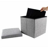 Foldable Shoe Bench Storage Ottoman with Thick Foam Seat Lid Gray