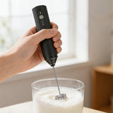 3-Speed Rechargeable Milk Frother Hanheld for Matcha Lattes Cappuccino Black