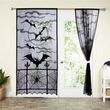 Large Halloween Door Curtain with Bat Spider Web for Party Decoration
