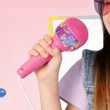 Flashing Light Karaoke Mic with Stand Adjustable for Youngsters Toy Pink