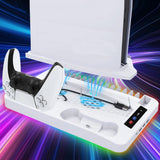 PS5 Slim/Pro Docking Cooling Station with Controller Charger & RGB Light White