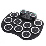 Roll Up Electronic Drum Kit Portable with Bluetooth and Dual Speakers Black