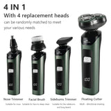 4-in-1 Electric Razor USB Rechargeable Rotary Shaver for Men