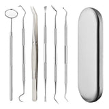 Professional Dental Tool Kit 6 Piece Stainless Steel Oral Care Set Silver