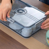 Transparent Bread Box with Timer Drainboard Lid Kitchen Storage Container for Food Small