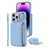 PU Leather Phone Case Crossbody Phone Cover Wallet Purse with RFID Blocking Card Holder Blue