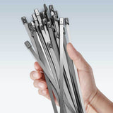 304 Stainless Steel Cable Ties 100 Pcs Self Locking 0.46cm Wide