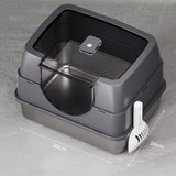Stainless Steel Litter Box with Lid Front Entry Top Exit Kitty LitterBox with Large Space and Odor Control