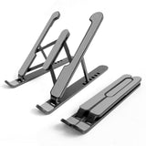 Foldable Aluminum Laptop Stand with Adjustable Height for Desk Use Black