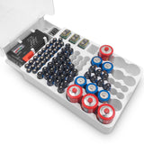 93 Slot Battery Storage Organiser Holder with Tester-Battery Caddy Rack Case Box