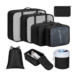 Set of 8Pcs Travel Packing Cubes Luggage Organizers for Suitcase Packing Bags Black