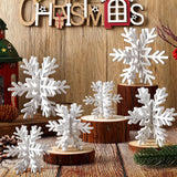 8Pcs 3D Wooden Snowflake Table Decor Christmas Winter Wonderland Centerpiece - White Snowflake