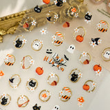 2PCS Halloween Nail Stickers Black Cat Ghost Pumpkin Self Adhesive