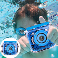 Water-Resistant Underwater Camera for Kids Sports Camera Digital Action Camera with 32GB TF Card Blue
