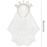 3Pcs Bride to Be Headband with Sash and Veil for Bachelorette Party Decorations Iridescent Rhinestone