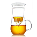 Glass Tea Cup with Infuser and Lid for Loose Leaf Tea Blooming Tea Large